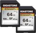 [5-Yrs Free Data Recovery] GIGASTONE 64GB SD Card 2-Pack, 4K Camera Pro, A1 V30 SDXC Memory Card 4K UHD Video Compatible with Canon Digital Camera, with 2 Mini Cases