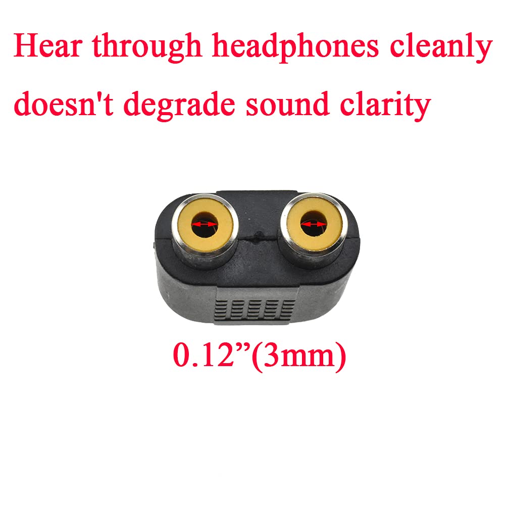 HAHIYO 3 RCA F-2x3.4 RCA F Stereo Plug Interconnect Audio One Male 3.4mm(1/8inch) Two Male 3mm(1/8inch) Adapter Splitter Good Signal Sound Snap Tight Not Wobble for Headphone Guitar Black 2pcs