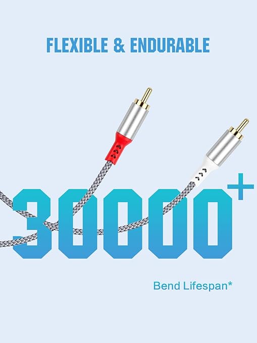 2 Pack 2RCA to 2RCA Cable 2 RCA Male Hi-Fi Systems Audio Stereo Subwoofer Cable Nylon-Braided Auxiliary Audio Cord for Home Theater HDTV Amplifiers Hi-Fi Systems Speakers and etc 6.6Ft Silver