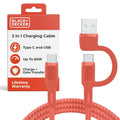 BLACK+DECKER USB C Multi Charging Cable, Fast Multi Charger Cable w/Adapter Braided 2in1 Multiple USB Cable, Universal Charging Cord w/Type C/USB Adapter for iPhone 17 16 15/Samsung/LG/Tablets/More