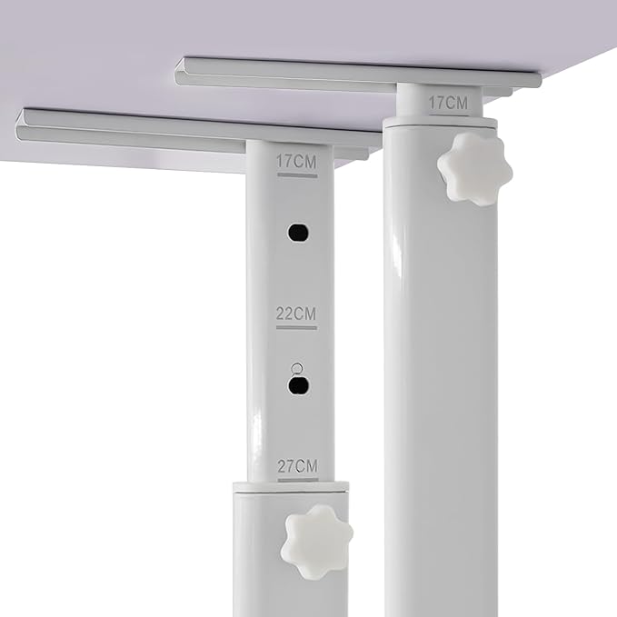 Clamp-On Monitor Stand Riser with Phone/Pad Holder, Height Adjustable from 6.7" to 10.7", Computer Desk Shelf for Laptop, PC, Home Office Workstation (White)