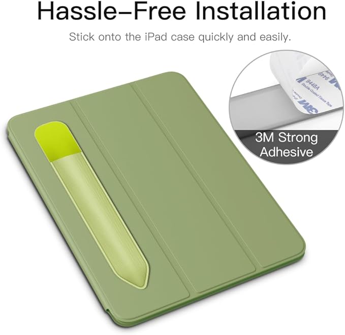 MoKo Pencil Holder Sticker Fit Apple Pencil Pro, Apple Pencil (USB-C), Apple Pencil 1st/2nd Generation, Elastic Pencil Pocket Pouch Adhesive Sleeve Attached to iPad Case for Stylus Pens, Tender Green