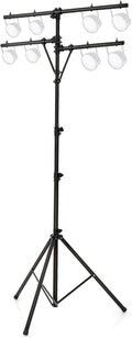 S AFSTAR Pro Audio Tripod, Multi Arm Tripod w/ 6.1-11.5 FT Adjustable Height, Portable T Bar Lighting Stand w/ 100 LBS Capacity, DJ Lighting Stand Suitable for Stage Bar Banquet Party