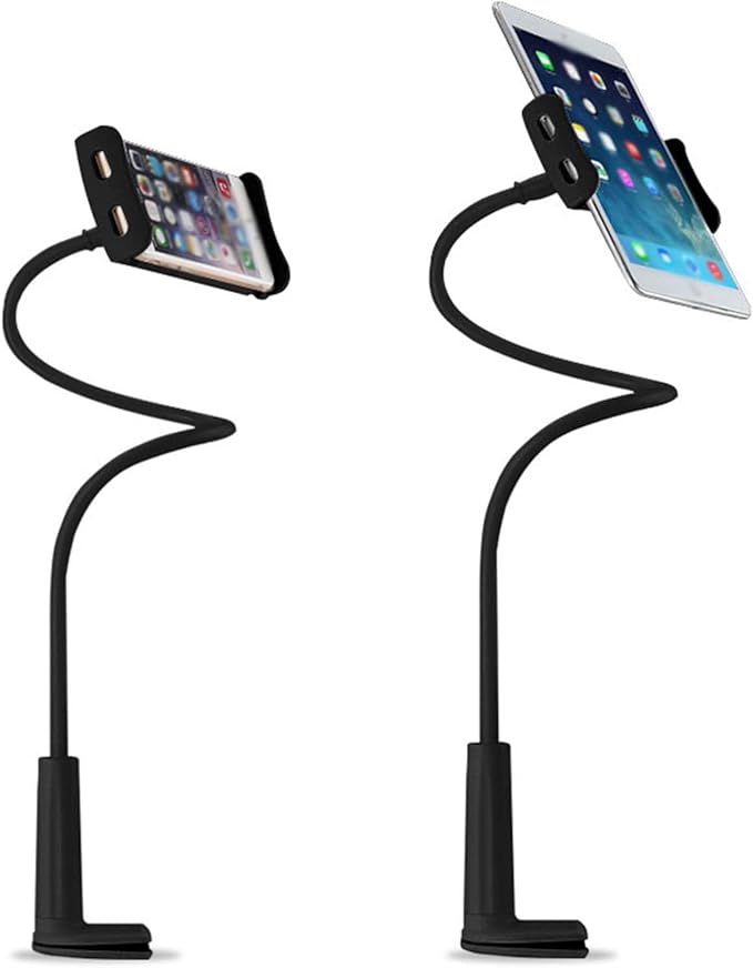 Phone Holder,gooseneck Phone Holder,360° Rotate Support Rod One-Hand Adjustable Cell Phone Holder,for Desk Headboard Nightstand. (Black)