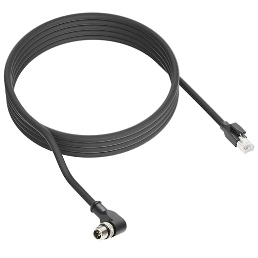 Alvin's Cables M12 X-Code 8 Pin Male to RJ45 Ethernet Cable for Cognex Keyence Camera, High-Flex Cat6a Cable for Industrial Automation, Fieldbus Module, Robotics, Right Angle 6.6ft/2m
