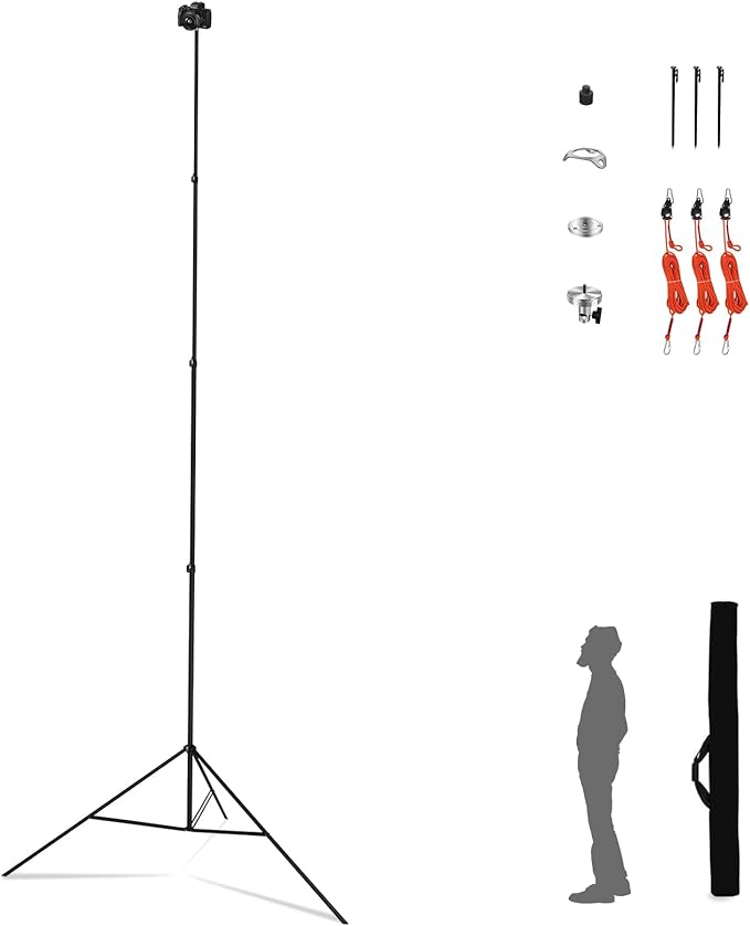 20FT Extra Tall Tripod with Rope Heavy Duty Video Camera Stand