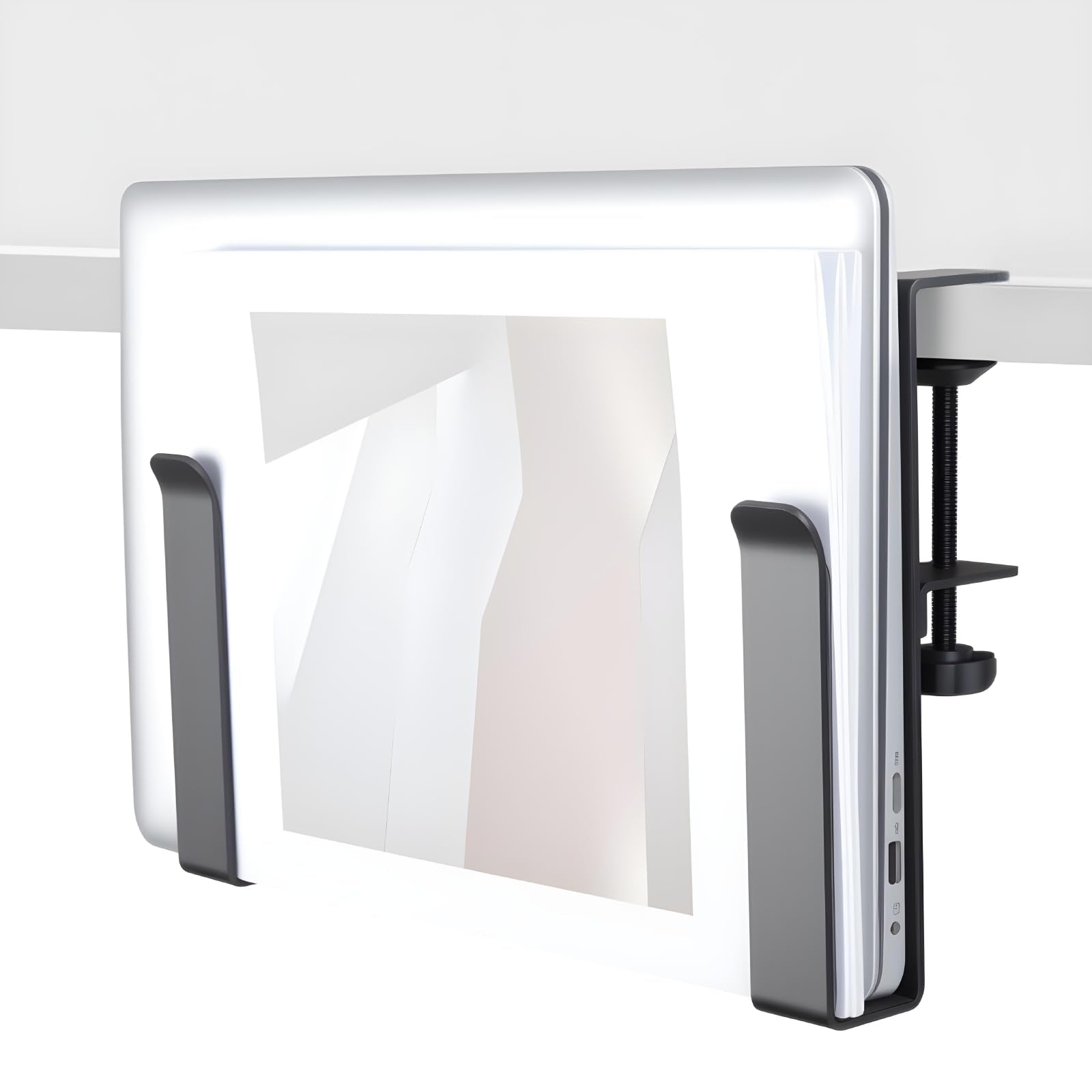 LUKETURE Adjustable Side Laptop Mount, No Drill Laptop Holder, Under Desk Storage, Clamp-On Laptops Stands, Desk Side Mount for Laptops, Mac mini, Keyboard with Anti-Scratch Silicone
