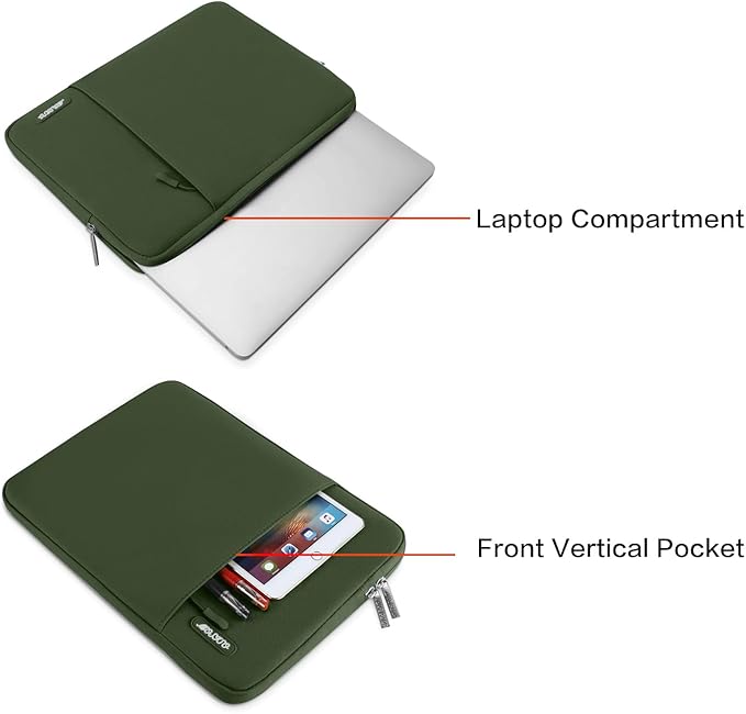MOSISO Laptop Case 13 inch, 13 inch Laptop Sleeve Compatible with MacBook Air M4 M3 M2 M1 2025-2018 / Pro M2 M1 2025-2016, Polyester Vertical Computer Sleeve Bag with Pocket, Army Green