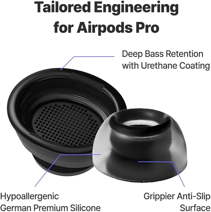 AZLA Crystal for Airpods Pro 1st & 2nd Gen (2-Pair, L) – Airpod Pro Ear Tip Replacement – Airpod Pro Tips with Premium Silicone