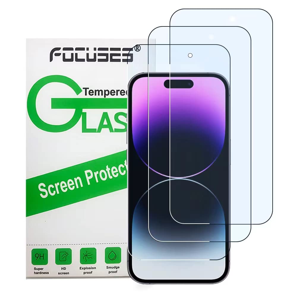 Focuses Screen Protector for iPhone 14 Pro Max Blue Light Screen Protector 6.7inch. Anti Blue Light Tempered Glass Film for iPhone 14 Pro Max 3 Pack