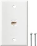 Ethernet Wall Plate, 1 Port Cat6 RJ45 Keystone Inline Coupler Wall Plate for Cat7/6/5/5e Ethernet Devices - White