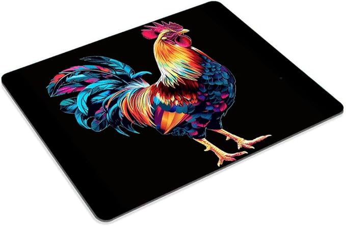 Square Mouse Pad Colorful Rooster-1,Gaming Mouse Pads for Desk,Soft Computer Waterproof Non-Slip Mouse Mat