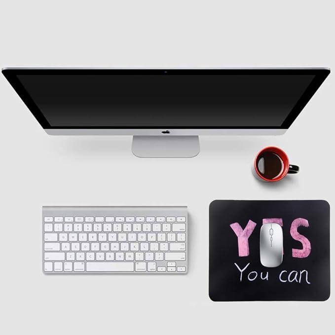 Mouse Pad, Gaming Mouse Pad, Non-Slip Rubber Base Mouse Mat with Designs for Laptop, Computer & Office, 9.5 x 7.9 x 0.12 inches (Yes You Can)