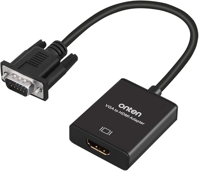 VGA to HDMI, 1080P Adapter (Male to Female) for Computer, Desktop, Laptop, PC, Monitor, Projector, HDTV with Audio Cable and USB Cable (1 Pcs)