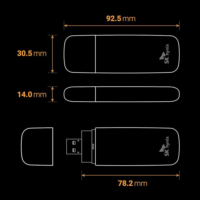 SK hynix Tube T31 512GB Stick Type SSD with DRAM | up to 1000MB/s | 10 Gbps | USB-A 3.2 Gen2 | External Solid State Flash Drive Compatible with Mac, Window PC, PS4, PS5 & Xbox