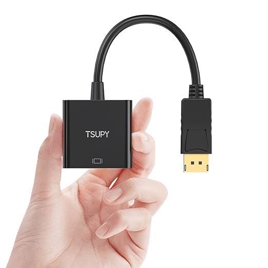 TSUPY DisplayPort to VGA, 1080P DP to VGA Adapter Gold-Plated Display Port to VGA Converter Male to Female Cable to Connect Your Computer to a Large Screen, Projector