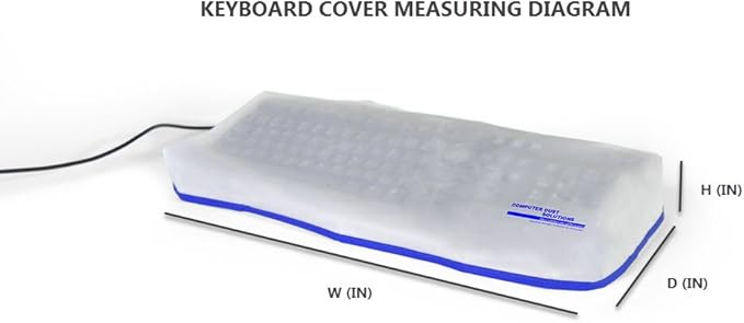 Keyboard Dust Cover, Covers Standard Size PC Keyboards, Silky Smooth Antistatic Vinyl, Translucent Coconut Cream Color with Blue Trim, Larger, (18W x2H x7D)