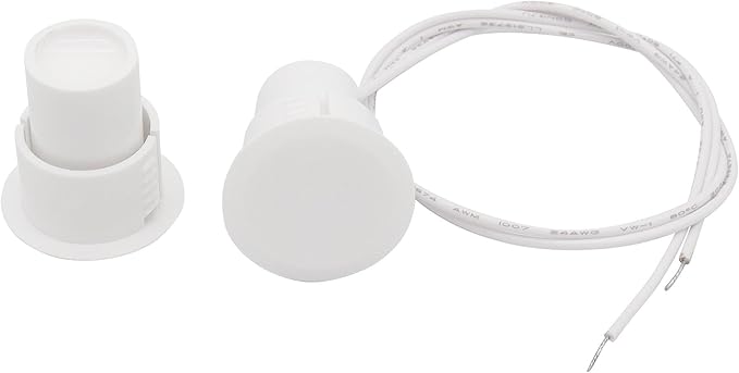 Recessed Wired Security Window Door Contact Sensor, Normally Open NO, Door Alarm Magnetic Reed Switch with 2 Wire, ABS White, RC-36