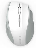 E-YOOSO Wireless Mouse for Laptop, Portable Optical Computer Mouse, 6 Buttons, Cordless 2.4GHz with USB Receiver, 5-Level 4800 DPI, 18 Months Battery Life, for PC, Chromebook, Windows, Mac(White Gray)