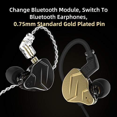KZ ZSN Pro X in Ear Earphones,1BA+1DD Dual Driver Wired Noise Cancelling Gaming Earbuds, Deep Bass Stereo Sound Ear Monitor Headphone, Detachable 2Pin IEM Cable for Musician Singer(Gold Without Mic)