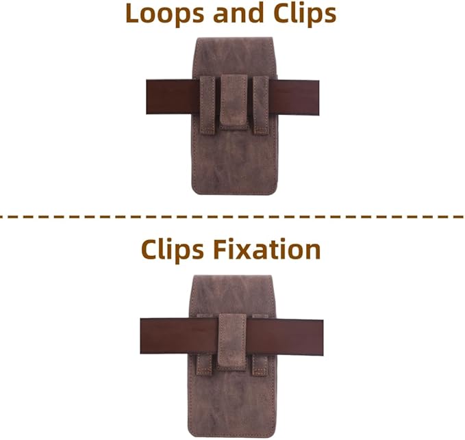 Phone Holster Pouch Case Belt Clip Loops Card Slot for Man iPhone12 13 14 15 16 17,11 12 13 14 15 16 17pro,17Air/Samsung S25 S24 S23 S22 S21 S20/LG/Moto (Brown&Yellow, L(6.1" x3.2''x0.8))