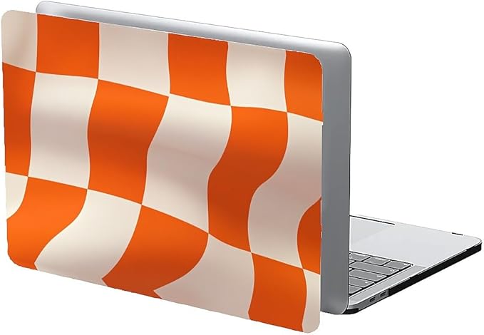 Compatible with MacBook Air 13.3 13.6 Inch Case 2022 2021 2020 2019 Plastic Hard Shell Case Cover,13.6 Air (A2681) M2 2022, Orange and White Checkered Flag