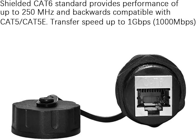 10PCS Panel Mounting Shielded CAT6 RJ45 Waterproof Connector Cat5/5e/6 8P8C Ethernet LAN Cable Coupler Double Head Adapter with Waterproof/Dust Cap