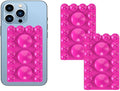 2024 Upgrade 2PCS Silicone Suction Cup Phone Case Adhesive Mount,Adhesive Grip, Sticky Suction Cup Phone Holder & Suction Phone case Holder TikTok & Selfies (Hot Pink, 3+16 Single Sided)
