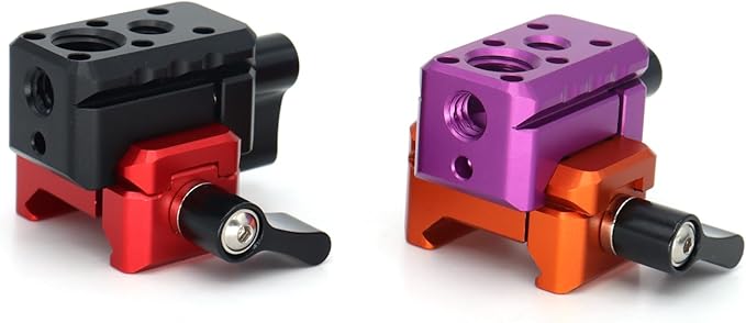 NATO Clamp Adapter,NATO Rail Lock Clamp Mount Quick Release with 1/4" 3/8" ARRI Thread for Camera Cage Handle Monitor LED Light Microphone Cold Shoe Magic Arm (Red)