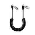 65W 4-in-1 Retractable Fast Charging Cable, 2M/6.5ft Spring Coiled USB-C to L/USB-C/USB-A Multi-Device Cord for iPhone 15/14/13, iPad, Samsung, MacBook, Laptop, Car, Tablet