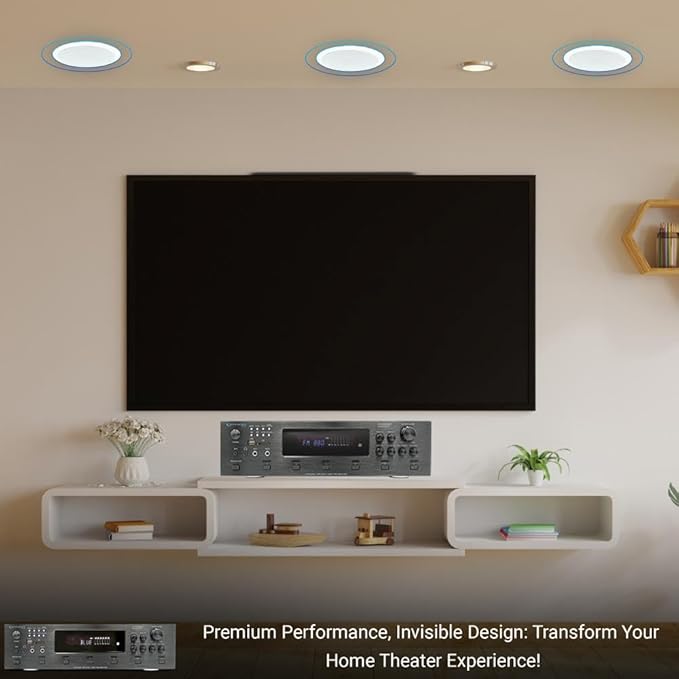 Home Theater System Kit - 6 Channel 6000 Watts Bluetooth Amplifier, 8 Qty of 8” Framed Ceiling Speakers 300 W Each, 16 AWG 500 ft Speaker Wire & Remote Ideal for Home, Office by Technical Pro