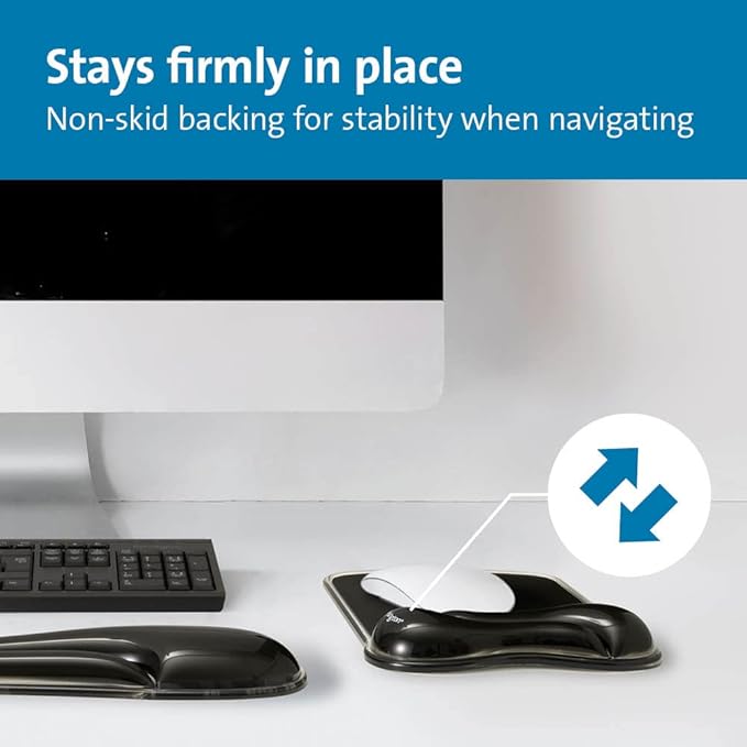 Kensington Duo Gel Wave Mouse Pad & Wrist Rest - Black,Medium (K62413WW)