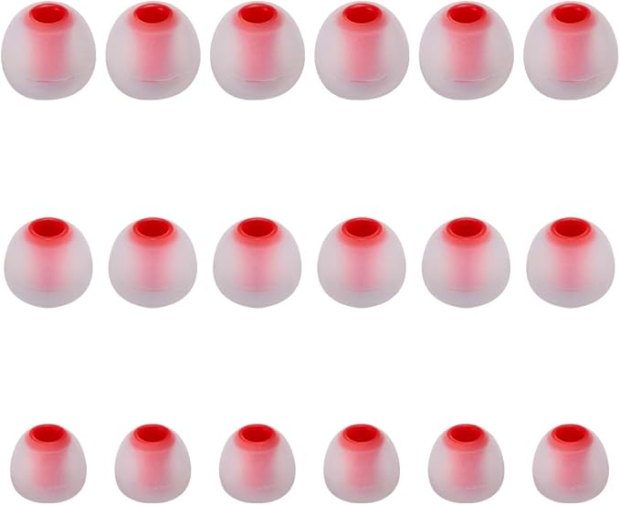 Earbud Tips Soft Silicone Earbuds Replacement Tips Fit for in-Ear Headphones(Inner Hole from 3.8mm - 4.2mm Earphones) 9 Pairs S/M/L,Transparent Red