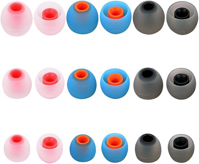 Earbud Tips Ear Bud Tips Soft Anti Slip Washable and Reusable Silicone Replacement Earbud Tips Fit Most in-Ear Earbuds(Inner Hole 3.8mm -5.1mm) 18pcs S M L