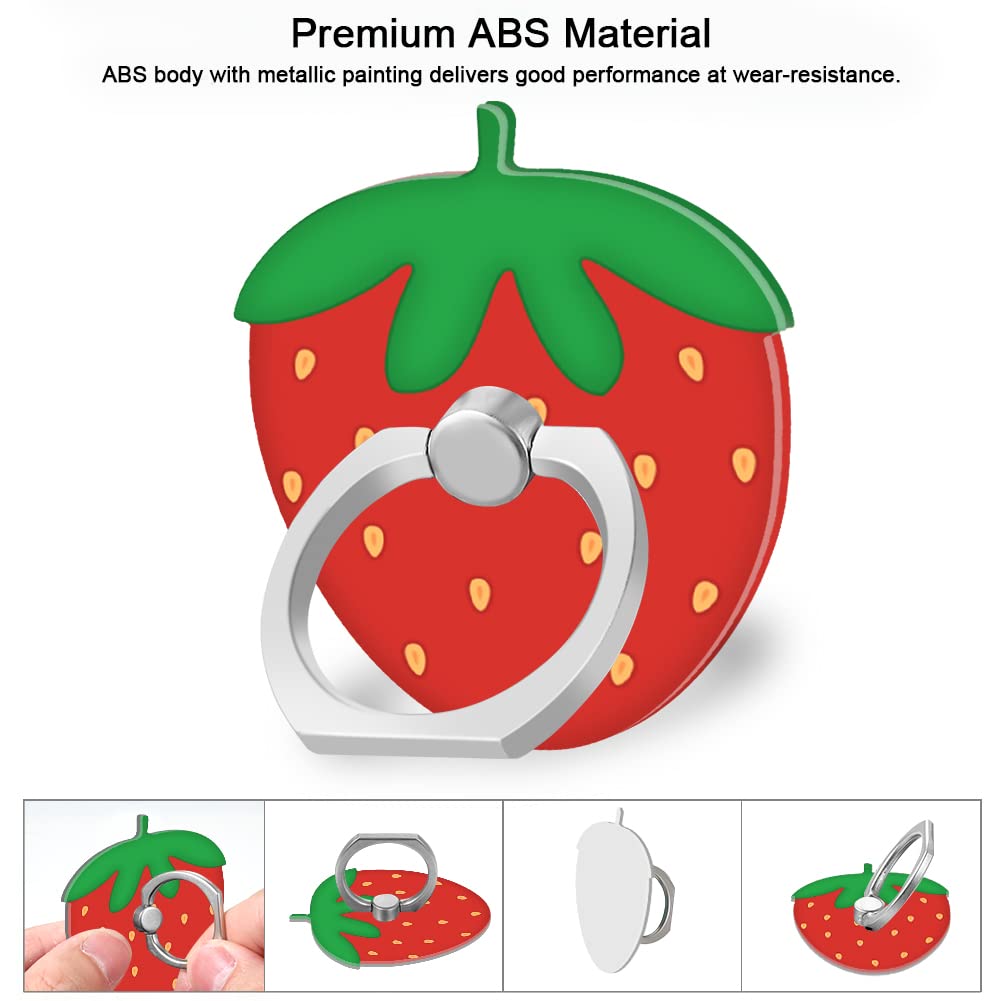 Bonoma Phone Ring Stand Holder,3-Pack 360 Degree Rotation Strawberry