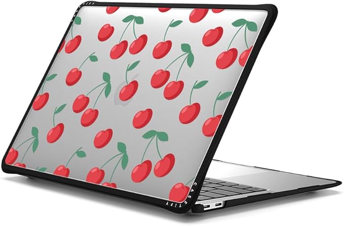 CASETiFY Impact MacBook Air 13" (M1/Intel) Case [Cushioned Impact Corners/Scratch-Resistant/Anti-Slip Grip] - Cherries - Clear Black