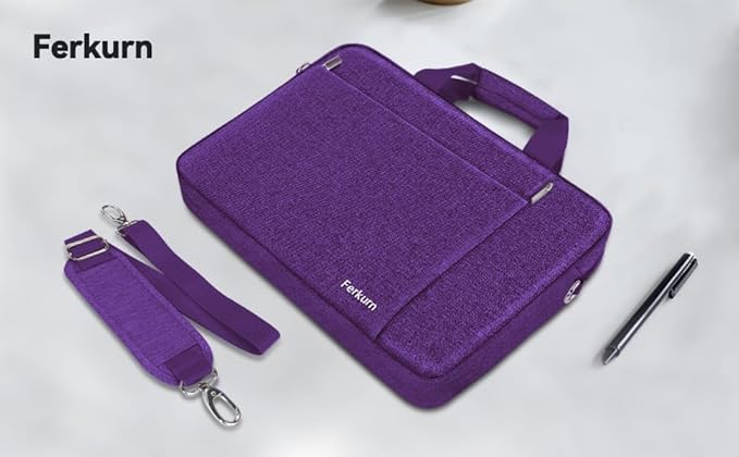 Ferkurn Laptop Bag Case for Women Men Computer Bag Compatible with HP Envy Pavilion Omen/LG Gram/MSI/Dell Inspiron XPS/Lenovo/Acer, Shoulder Strap Carrying Messenger Briefcase, Purple, 15.6 16 Inch