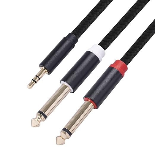 2Pack 16Ft 3.5mm TRS to Dual 6.35mm Stereo Cable 1/8 TRS to Dual 6.35mm 1/4 TS Mono Y Splitter Audio Cord Adapter for Smartphone, Mixer,PC, CD Player, Speakers and Home Stereo System