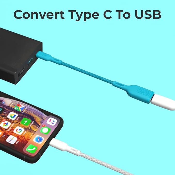 BLACK+DECKER USB C to USB A Adapter, USB C Male to USB Female Adapter Nylon Braid, Type C OTG Cable Compatible w/iPhone 16 15 Pro, Samsung S23 Ultra, MacBook Pro 2022/Air/Mini, iPad—2 Pack, 3"