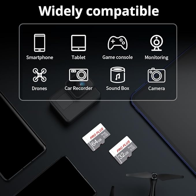 2 Pack TF Card 64GB with Adapter, High Speed Memory Card, UHS-I C10 A1 Memory TF Card for Tablet/Mobile Phone/Camera/Car Audio/Game Console (TF183 White Gray 64GB)