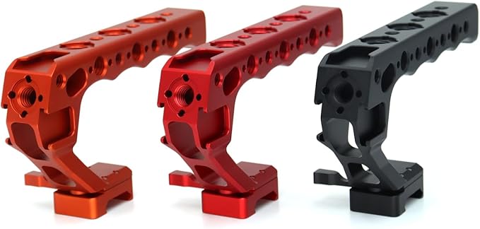 Universal Top Handle Quick Release NATO Grip with NATO Rail for DSLR Camera Cage, with 3 Cold Shoe Adapters to Mount DSLR Camera with Microphone/LED Light/Monitor (Black with NATO Rail)