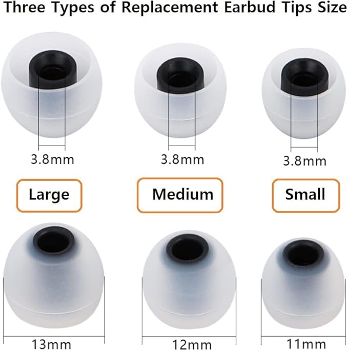 Earbud Tips Earbud Replacement Pieces Silicone Soft and Comfortable Compatible with Senso, Tozo, Sony & Other Inner Hole 3.8mm -5.1mm Earbud in-Ear Headphones 9 Pairs S/M/L