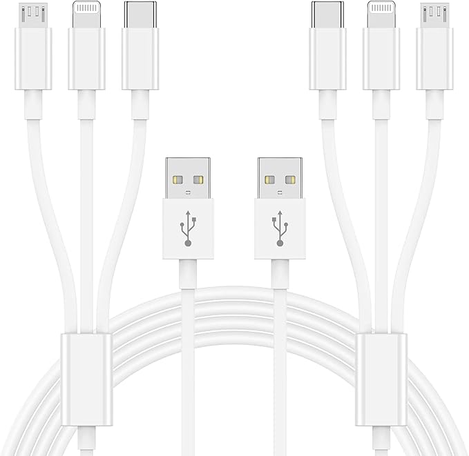 Multi Charger Cable 6Ft 2Pack, 3 in 1 Charging Cord, Universal Phone Cables