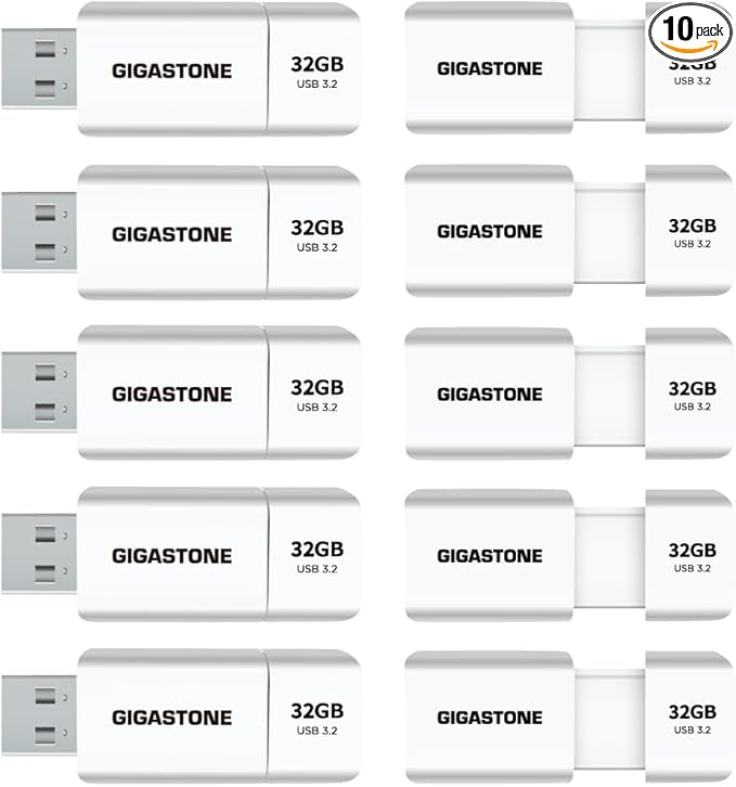 GIGASTONE 64GB Flash Drive (100 Pack) Z60NB USB 3.2 Gen 1, Ultra Fast, Retractable Capless Slider Design, Data Storage, Backup for PC/Mac/TV/Car Audio, USB 2.0/3.0/3.1 Compatible (Random Color)