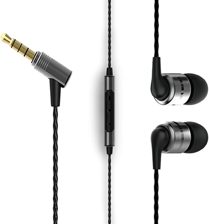 SoundMAGIC E80C Wired Earbuds with Microphone HiFi Stereo Earphones Noise Isolating in Ear Headphones Comfortable Fit Super Bass for Audiophile Gunmetal