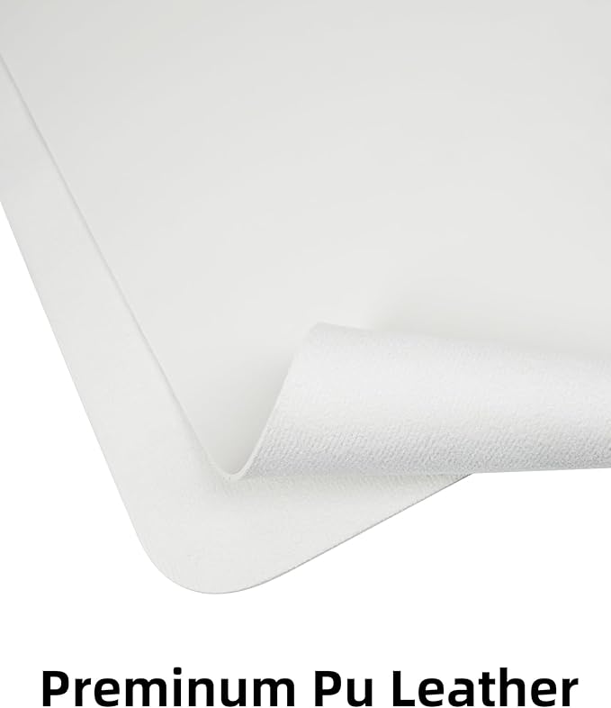 Leather Desk Pad Protector,Mouse Pad,Office Desk Mat, Non-Slip PU Leather Desk Blotter,Large Desk mat,Waterproof Keyboard mat for Office/Home/Decor (White,48" x 17")