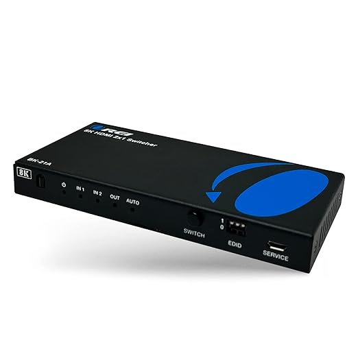 OREI 8K HDMI 2.1 Switch 4K@120hz Switcher 2 in 1 Out, with Audio Extraction 48Gbps Bandwidth, Ideal for Gaming and Streaming (BK-21A)