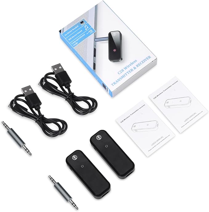 LOFICOPER Bluetooth AUX Adapter for Car, Bluetooth 5.3 Transmitter Receiver, 3.5mm Wireless Audio Receiver with Hands-Free Call, for Car, Home Stereo, Wired Headphones, Speaker, 2 Pack