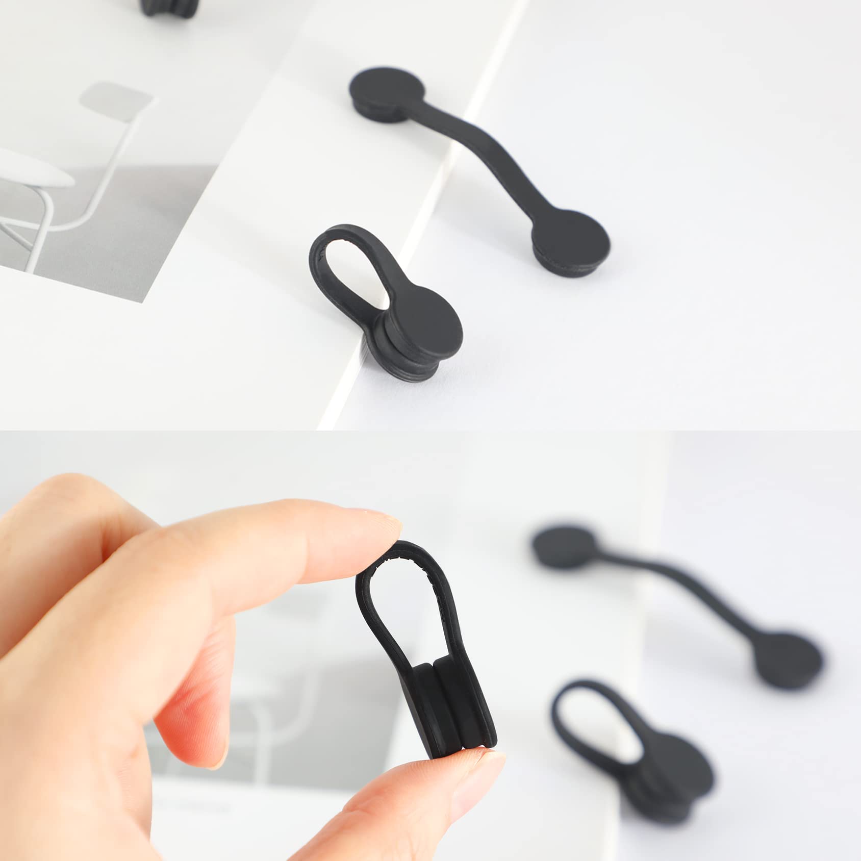Viaky Magnetic Cable Ties 6-Pack,Silicone Cord Ties Cable Clips,Black