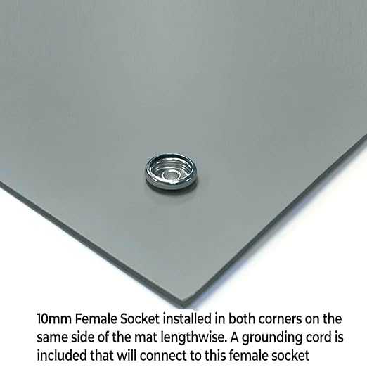 RubberStat Dual Layer ESD Compliant Workstation Rubber Table Mat Kit, Soldering, Cell Phone Repair, with Wrist Strap Set and Ground Cord - 24"x16" Grey